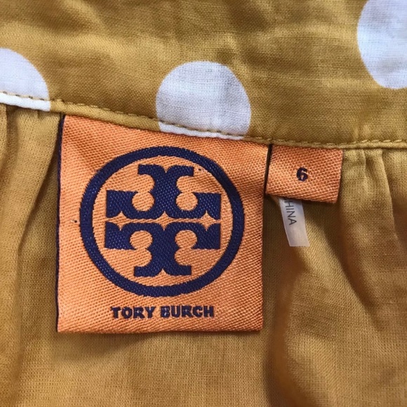 TORY BURCH Gold White Polka Dot Cotton Skirt - Picture 4 of 4